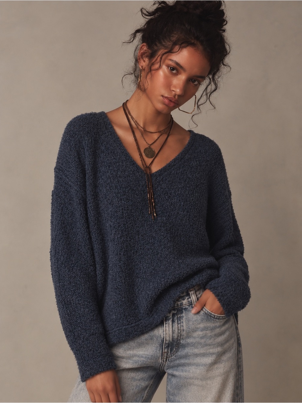 Free People Womens Oversized Slouchy Alpaca Sweater XS Bohemian Indie Whimsigoth